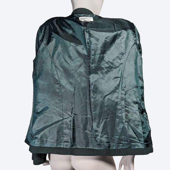 Pendleton Emerald Green Wool Blazer with Mandarin Collar and Velvet Trim | 10 - Picture 5 of 10